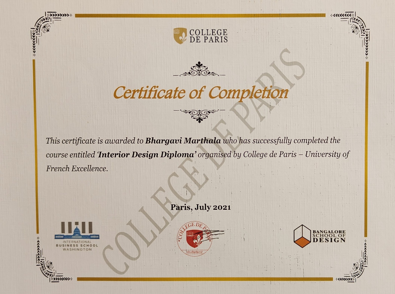 Founder Certificate